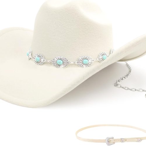Wool Texture Cowboy Hat with Detachable Hatbands