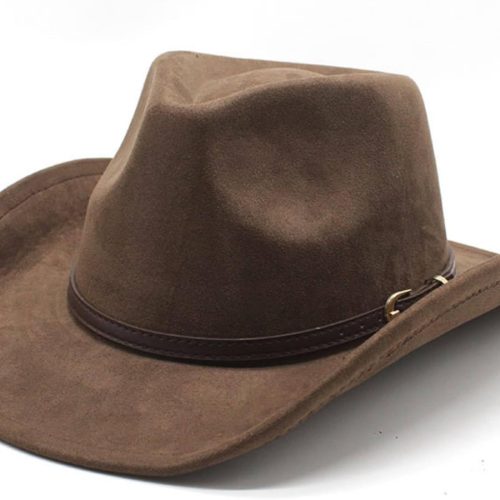 Suede Cowboy Hat with Adjustable Strap