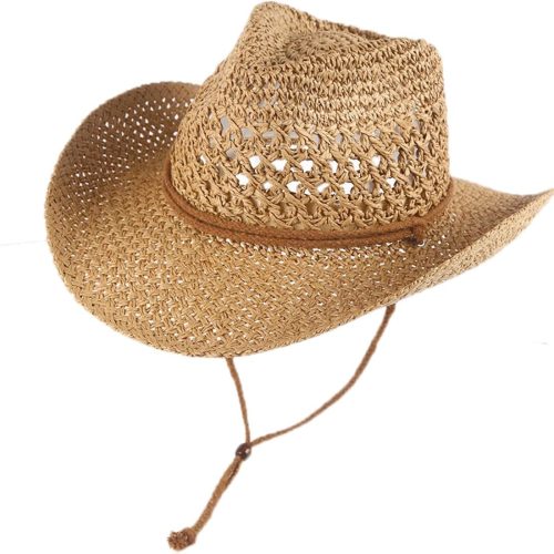 Paper Straw Cowgirl Hat with Iron Wire Brim