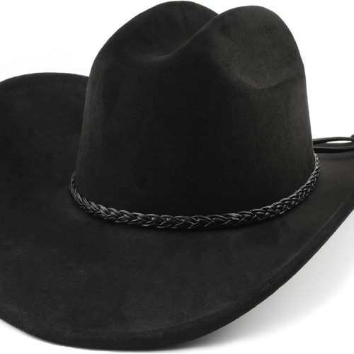 Faux Suede Cowgirl Hat with Elastic Sweatband