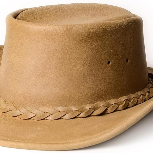 Foldable Leather Hat with Reinforced Brim