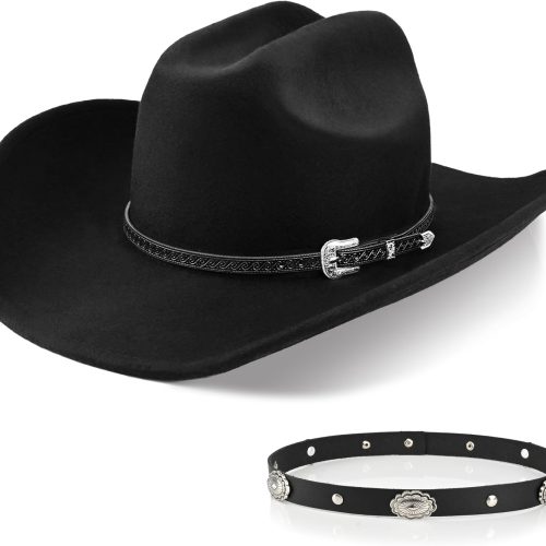 Wool Cowboy Hat with Two Detachable Hatbands