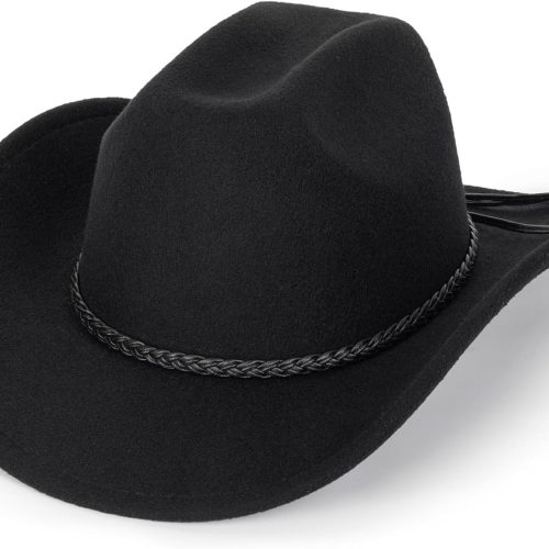 Cotton Polyester Cowboy Hat with Vintage Braided Rope