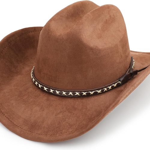 Wide Brim Felt Cowboy Hat with Elastic Sweatband