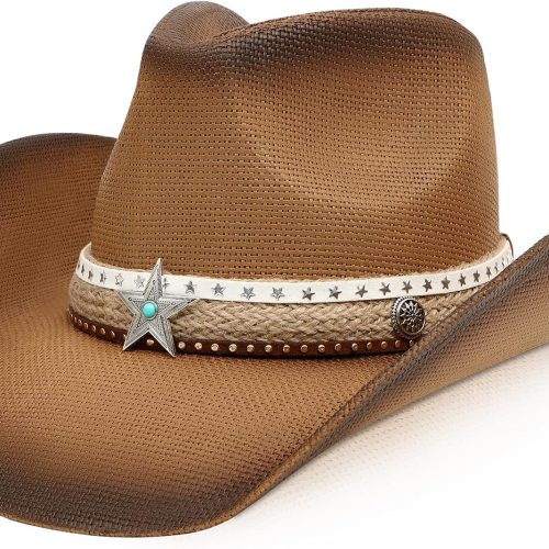Straw Cowboy Hat with Adjustable Hat Band