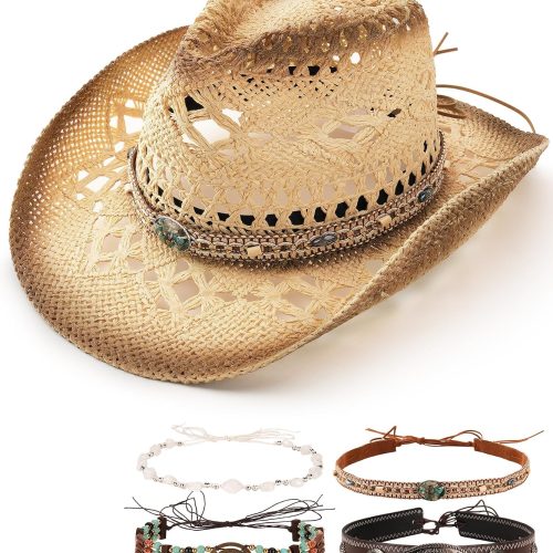 Paper Straw Hat with Interchangeable Decorative Bands